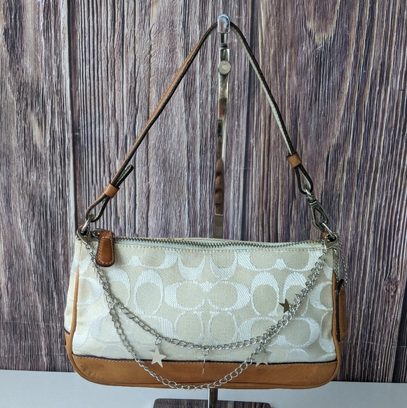 Vintage Coach Signature Accessory Pouch or Demi Bag with white signature canvas